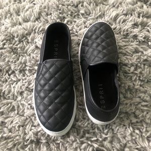 Black Leather slip-on sneakers